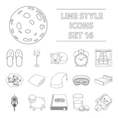 Sleep and rest set icons in outline style. Big collection of sleep and rest vector symbol stock illustration