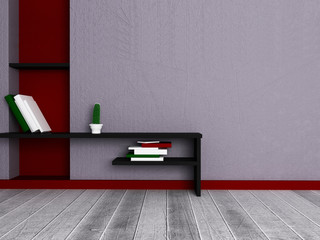 creative shelf in the room, 3d
