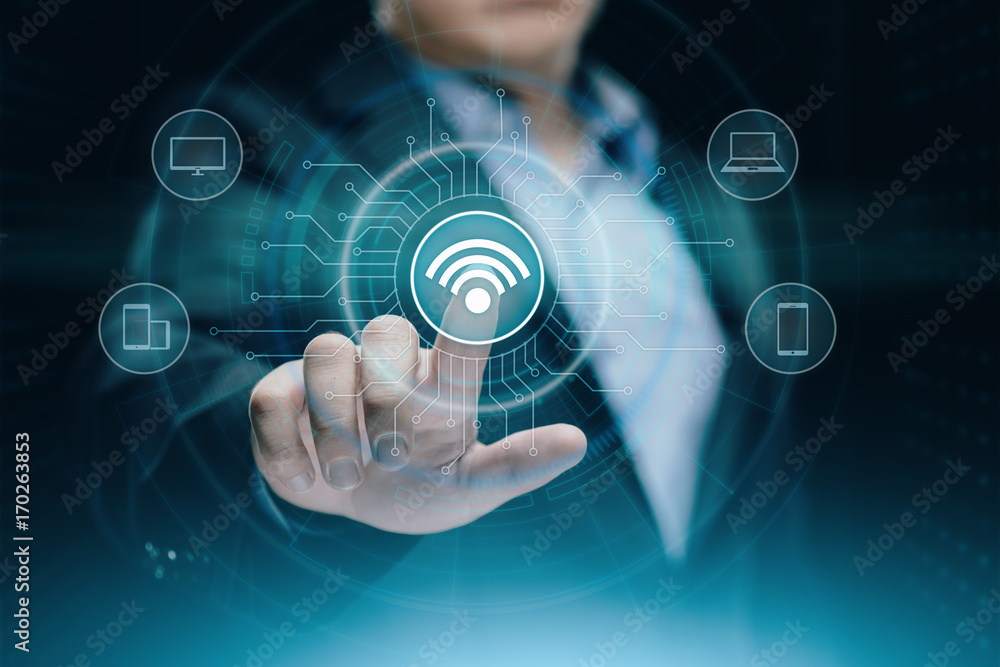 Poster wi fi wireless concept. free wifi network signal technology internet concept