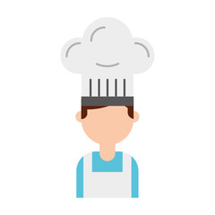 young confident chef man in uniform hat sign vector illustration