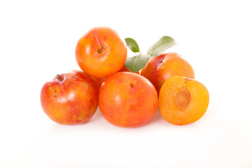 fresh plums isolated on white