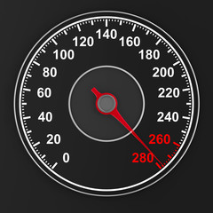 speedometer on black background. 3D illustration