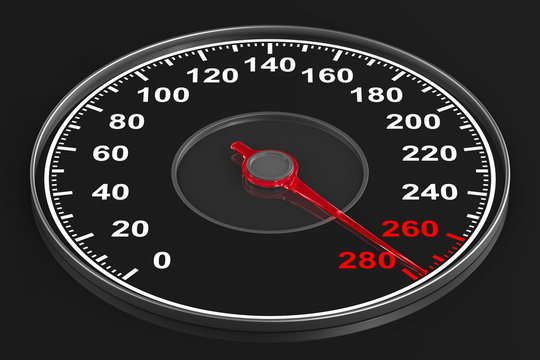 speedometer on black background. 3D illustration