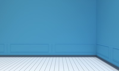 Blue room interior background mocup 3D rendering