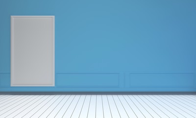Blue room interior background mocup 3D rendering