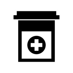 plastic container medicine cross pharmaceutical treatment vector illustration