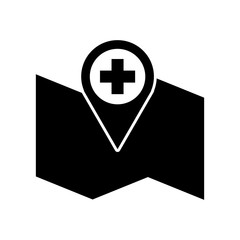 hospital pharmacy pointer on map location icon vector illustration