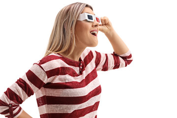 Profile shot of a young woman with 3D glasses © Ljupco Smokovski