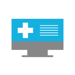 screen computer cross medical online support digital vector illustration