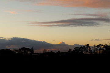 Suburban silhouetted sunset