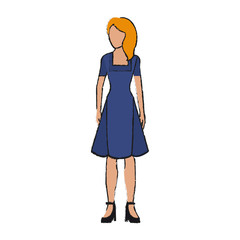 Woman of girl female avatar person people and human theme Isolated design Vector illustration