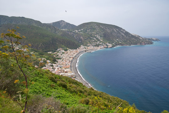 View to Canneto from Monte Rosa on Lipari island