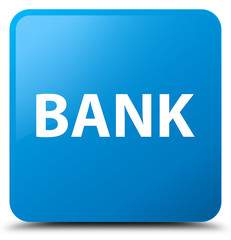 Bank cyan blue square button