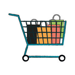 Cart of shopping commerce and market theme Isolated design Vector illustration
