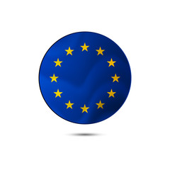 Europe flag button with shadow on a white background. Vector illustration.