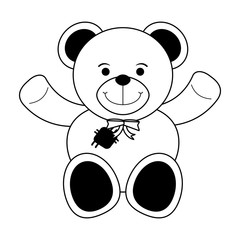 teddy bear toy icon image vector illustration design  black and white