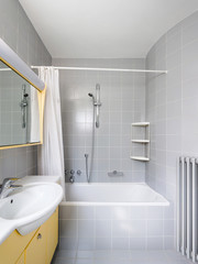 Vintage grey and yellow bathroom