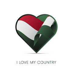 Hungary flag in heart. I love my country. sign. Vector illustration.