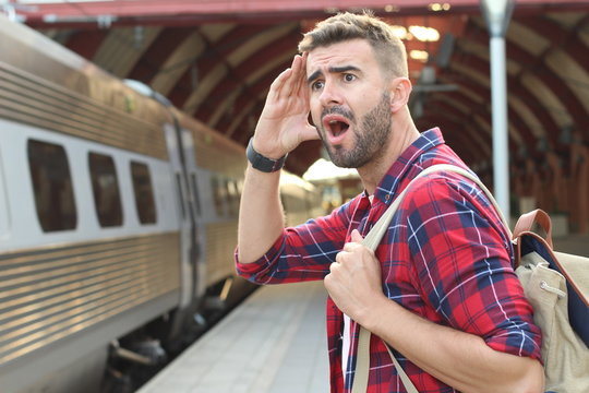 Man screaming after losing his train