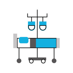 hospital medical bed and iv stand bag medicine vector illustration