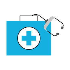 Obraz premium medical kit first aid with stethoscope equipment vector illustration