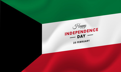 Kuwait Independence Day. 25 February. Waving flag. Vector illustration.