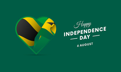 Jamaica Independence Day. 6 august. Waving flag in heart. Vector illustration.