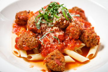 Meatball penne pasta