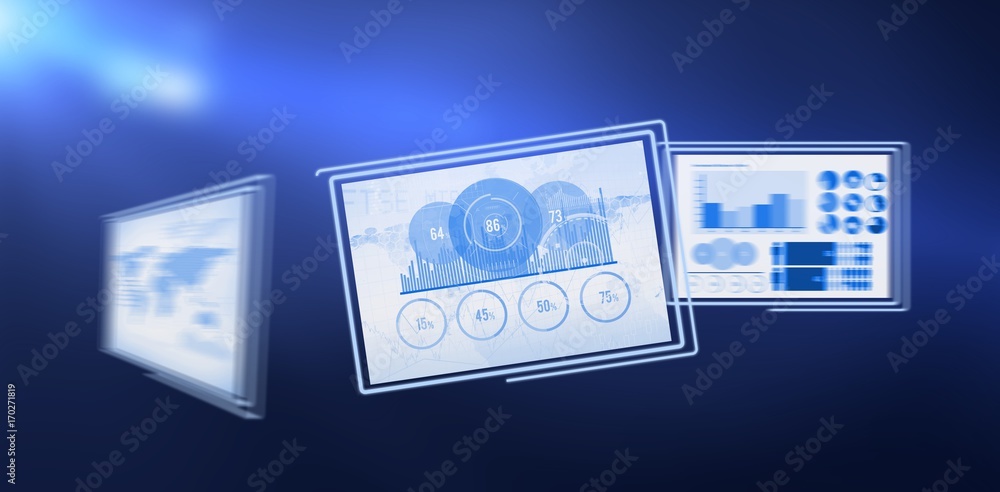 Poster digital composite image of business diagrams