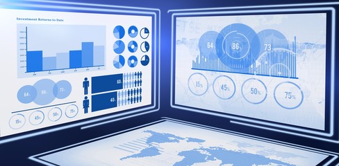 Digitally generated image of business graphs