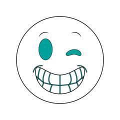 Funny cartoon face icon Emoticon caricature and character theme Isolated design Vector illustration