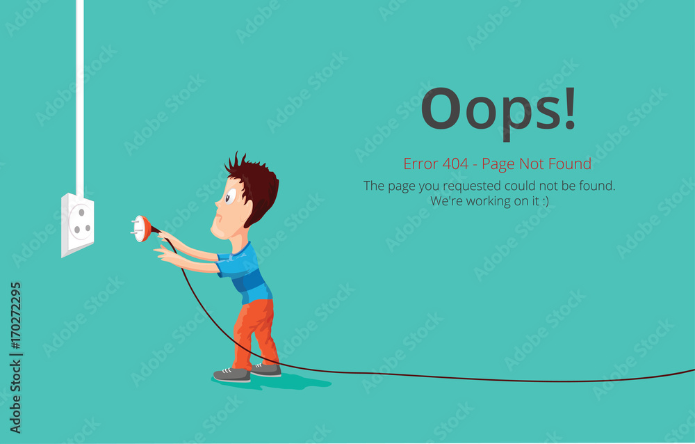 Poster Error 404 page layout vector design. Website 404 page creative concept. The page you requested could not be found. Oops 404 error page.