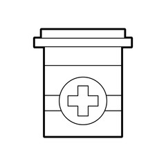 Fototapeta premium plastic container medicine cross pharmaceutical treatment vector illustration