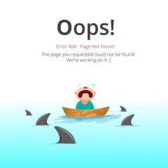 Error 404 page layout vector design. Website 404 page creative concept. The page you requested could not be found. Oops 404 error page.