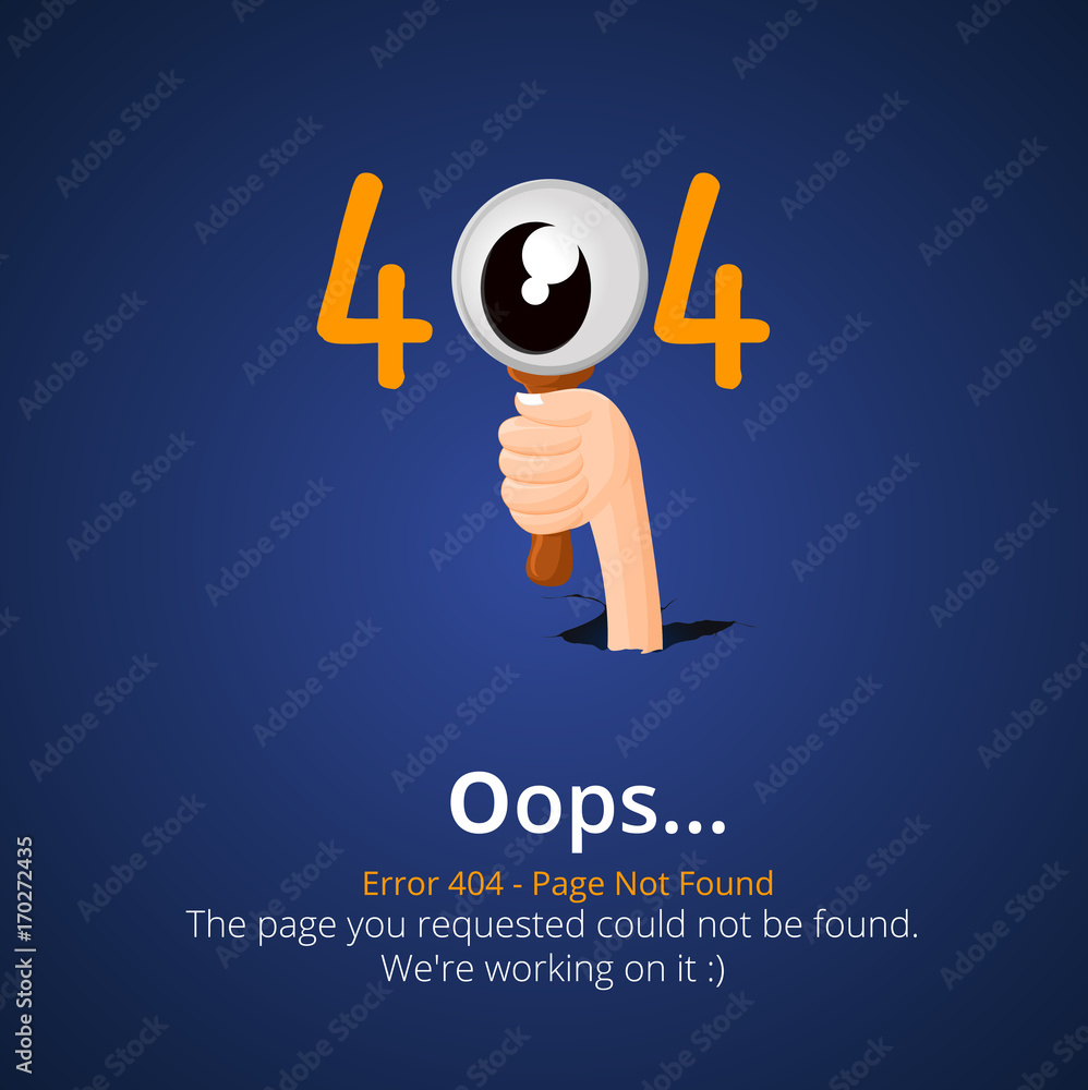 Poster error 404 page layout vector design. website 404 page creative concept. the page you requested could