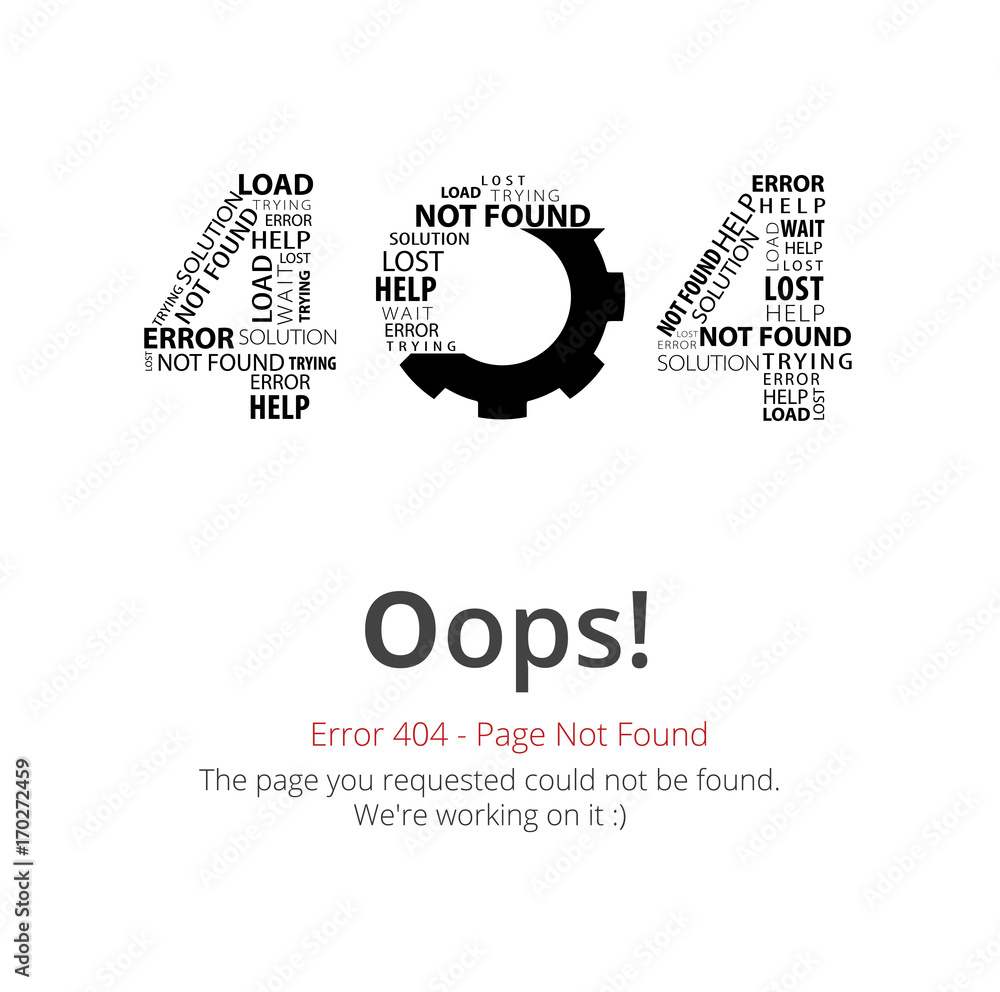 Poster Error 404 page layout vector design. Website 404 page creative concept. The page you requested could not be found. Oops 404 error page.
