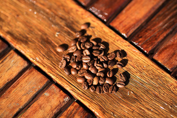 Coffee grains close-up.