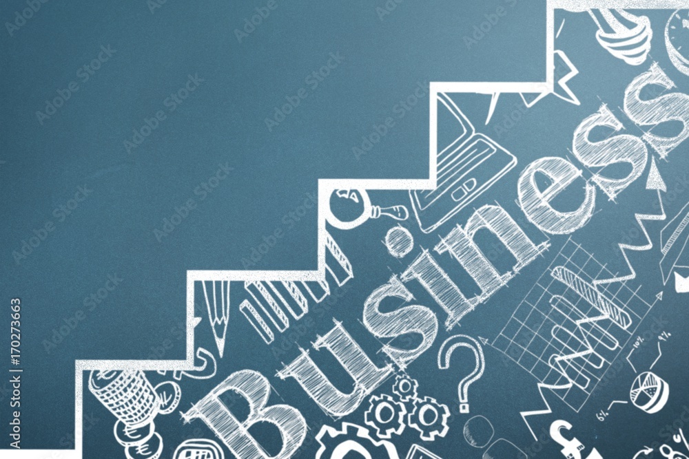 Poster composite image of graphic image of business text with graph