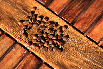 Coffee grains close-up.