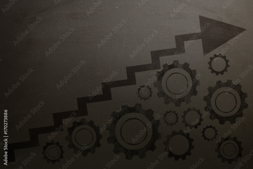 Poster composite image of graphic image of graph with gears