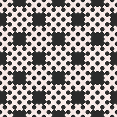 Fototapeta premium Vector dotted seamless pattern, repeat monochrome geometric texture with squares