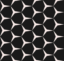 Geometric seamless pattern, vector monochrome texture with triangles, hexagons