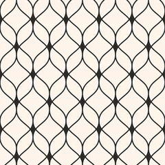 Printed kitchen splashbacks Art deco Vector seamless pattern in Arabian style. Abstract graphic monochrome background with thin wavy lines, delicate lattice. Texture of mesh, lace, weaving. Stylish luxury design element, repeat tiles