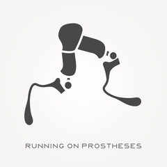 Silhouette icon running on prostheses