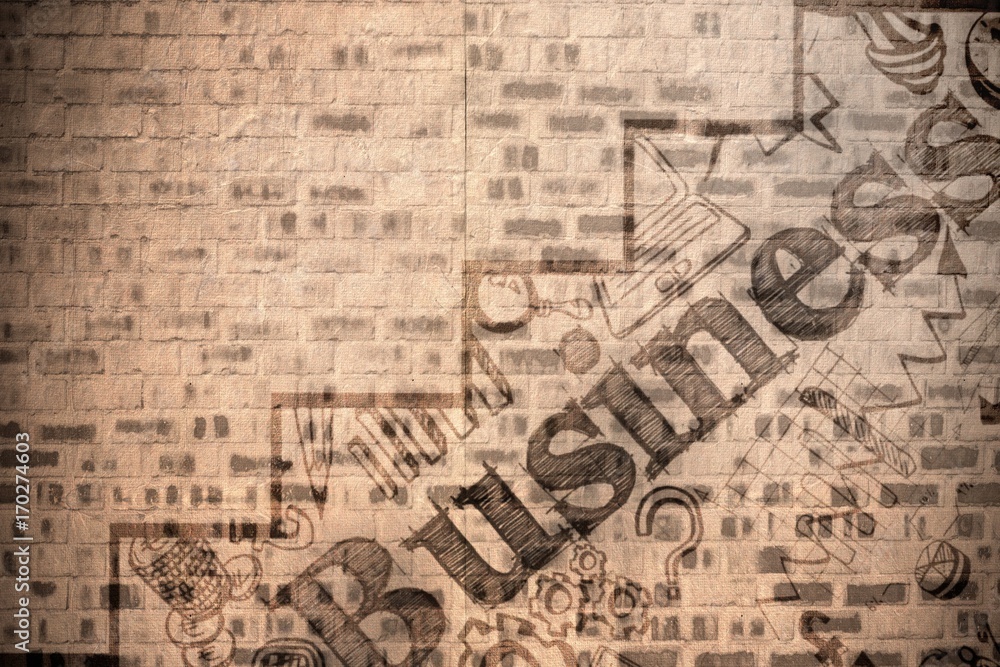 Poster composite image of graphic image of business text with graph