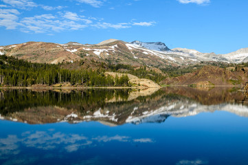 Reflection of sierra nevada in lake