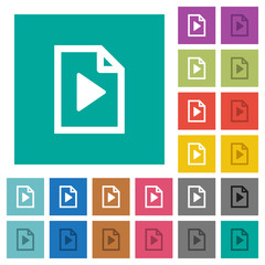 Playlist square flat multi colored icons