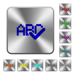 Spell check rounded square steel buttons