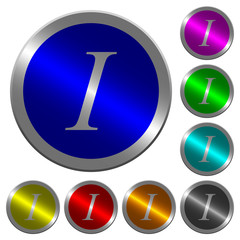 Italic font type luminous coin-like round color buttons