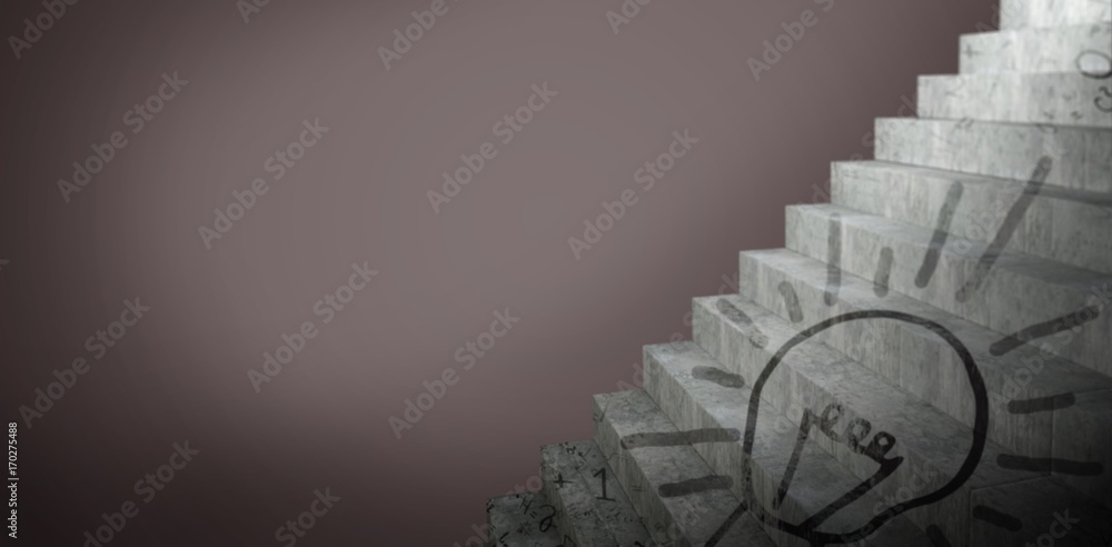 Poster composite image of graphic image of steps and light bulb